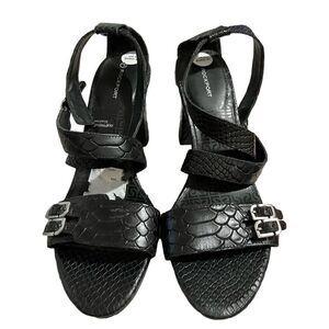 ROCKPORT Black Leather Ankle Strap Heels / NWT / SZ: 9.5 US
